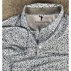Anderson Ord Performance Golf Delta Polo Skyway Blue Poka Dot Geometric Men M